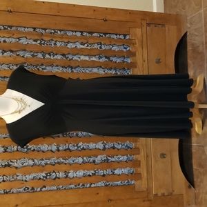 Chaps black sleeveless empire waisted dress.